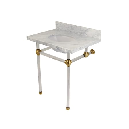 Fauceture 30X22 Marble Vanity Top W/ Acrylic Feet Combo, Marble/Brass KVPB30MA7